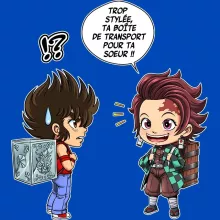 T-shirt Enfant Tanjiro Kamado « Une Pandora Box démoniaque ! » – Parodie Saint Seiya