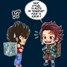 totebag Tanjiro Kamado « Une Pandora Box démoniaque ! » – Parodie Saint Seiya