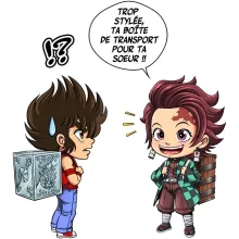 Sous-Verre en bois Tanjiro Kamado « Une Pandora Box démoniaque ! » – Parodie Saint Seiya