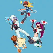 Pikachu Baby Strampler “Pikachu, Das Team Rocket und Ash Ketchum” – Parodie auf Pokémon