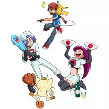 Maglietta da Donna Pikachu “Pikachu, Ash Ketchum e la Team Rocket” – Parodia dei Pokémon