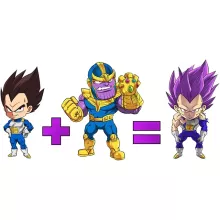 Dragon Ball Super Lustiges weiß Mädchen Kinder Tank Top - Thanos, Vegeta und Vegeta Hakai no Kami Mode (Dragon Ball Super Parodie signiert OKIWOKI - Hochwertiges Tank Top - Ref : 1264)