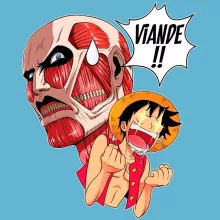 Body bébé Luffy VS Titan Colossal « Viande !!!! » – Parodie One Piece
