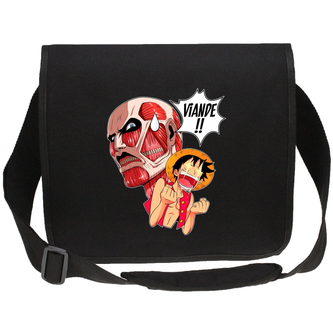 Sacs étudiant canvas Parodie One Piece Viande !!!! - Luffy VS Titan Colossal