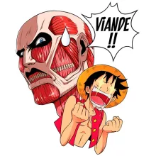 totebag Luffy VS Titan Colossal « Viande !!!! » – Parodie One Piece
