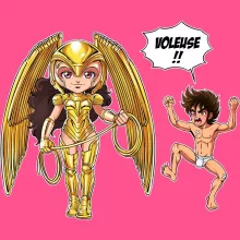 Débardeur Enfant Fille Wonder Woman 1984 « Voleuse d'armure ! » – Parodie Saint Seiya